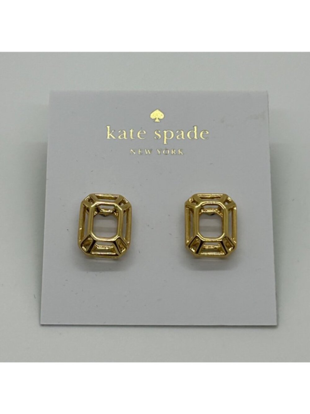 Kate Spade Freeze Frame Gold-Tone Geometric Stud Earrings Modern Minimalist Desi - Picture 2 of 11